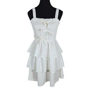 NWT | ZESICA White Tiered Ruffle Mini Dress | Coquette Core | Small